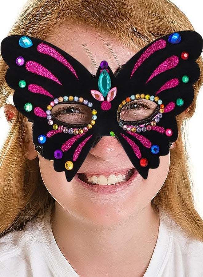 RICHNESS Butterfly Masks for Kids Make Your Own Kids Butterfly Costume Masks with Self-Adhesive Jewels Fun Birthday Party Activities pack of 12 - Image 2